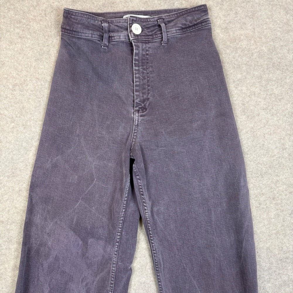 Zara Wide Leg Jeans 25W 27L Frayed Hem Purple High Rise Grunge Indie Aesthetic - Picture 2 of 10